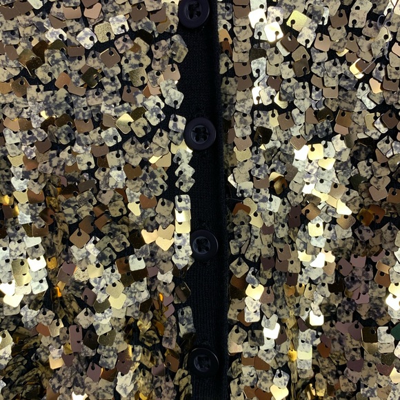 Moda International Gold Sequin Pailette Cardigan M - Picture 4 of 6